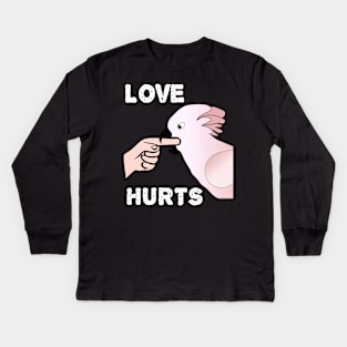 Love Hurts Moluccan Cockatoo Parrot Biting Kids Long Sleeve T-Shirt